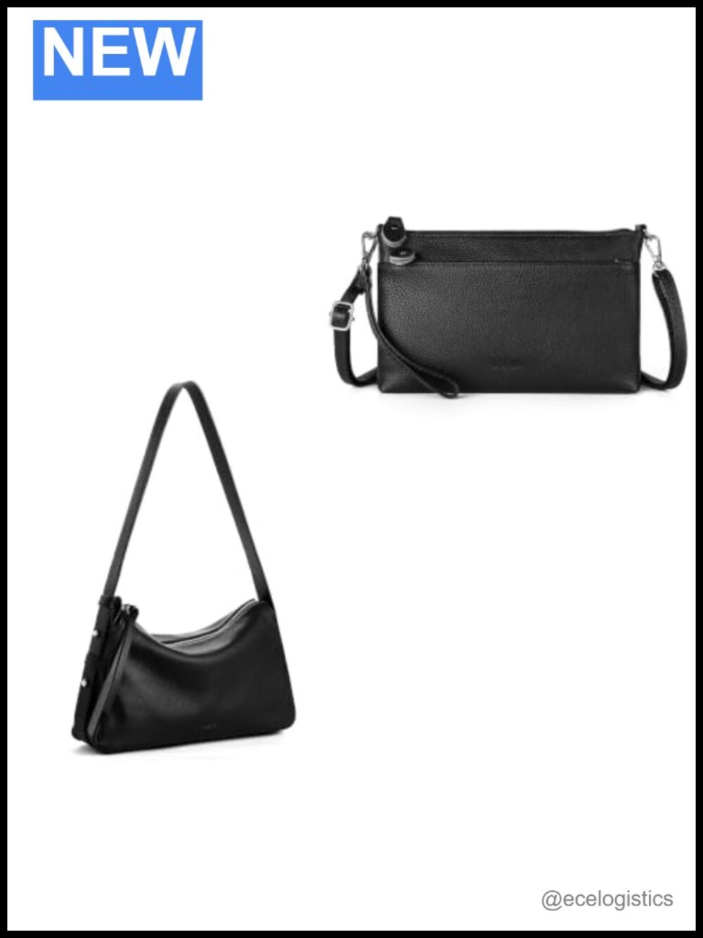 2 Pc Genuine Leather Wristlet Clutch Wallet Plus Crossbody Bags Set RFID